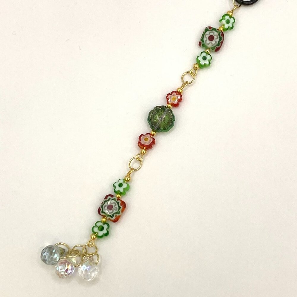 Flowers Beaded Car Rearview Mirror Suncatcher Prism Charm Gift Handmade CC103